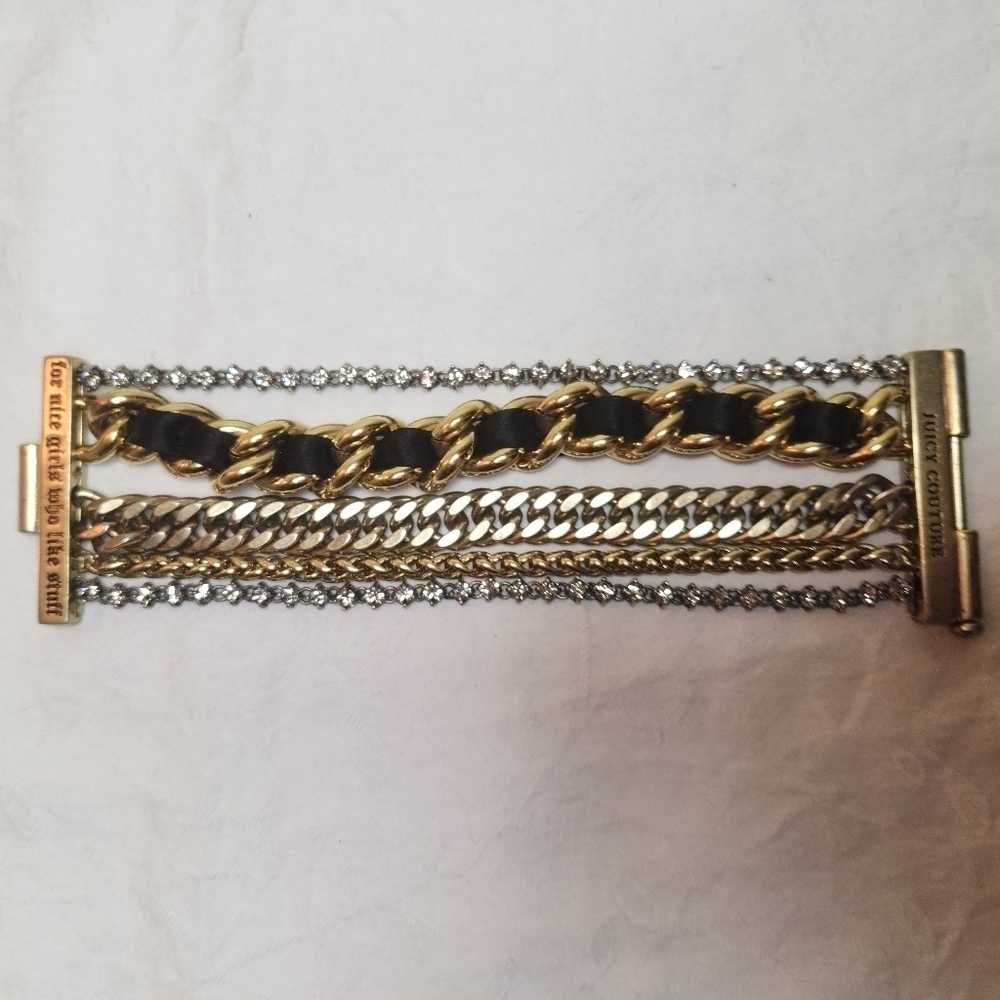 Juicy Couture Gold Rhinestone Chain Bracelet